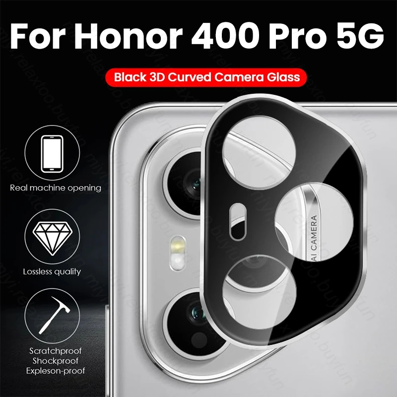 Honor 400: Schwarzer 3D-HD-Kameraobjektivschutz aus gehärtetem Glas Light 5G
