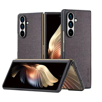 Galaxy Z Fold5: Hülle Fold6 Fold 5 Fold 4 Fold 3 5G 4G Leder Master Hard Textile Fashion Phone Cover Coqua