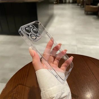 iPhone Air: Luxuriöse, transparente Silikon-Handyhülle, Objektivschutzhülle, Rückseite