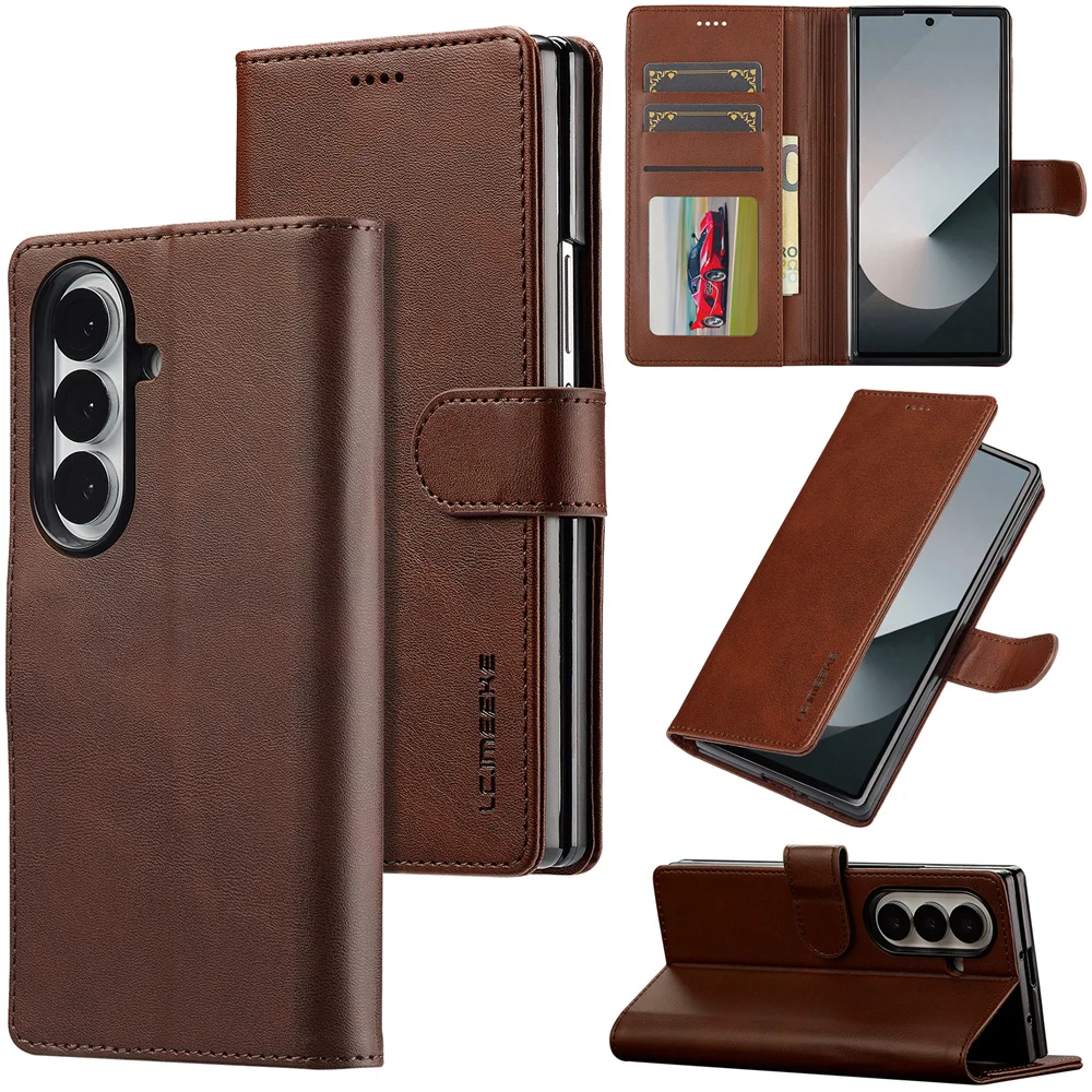 Galaxy Z Fold7: Fold7 Fold6 Fold5 Fold8 5G Brieftaschen-Hülle mit Kartenhalter Flip-Book PU-Leder Cover