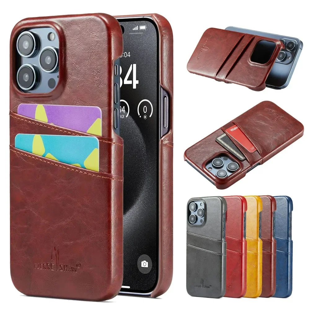 Rückseitige Brieftaschen-Handyhülle mit Kartenfächern, Taschen, Ständer und Klappbarem Leder-Cover – Bild 2