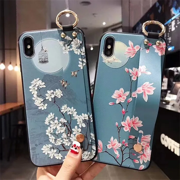 Handgelenkschlaufe-Hülle Plum Blossom Soft TPU Phone Holder Cover – Bild 5