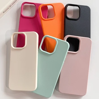IPhone 15: Leder Telefon Fall Stoßfest Weiche TPU Funda Abdeckung Coque