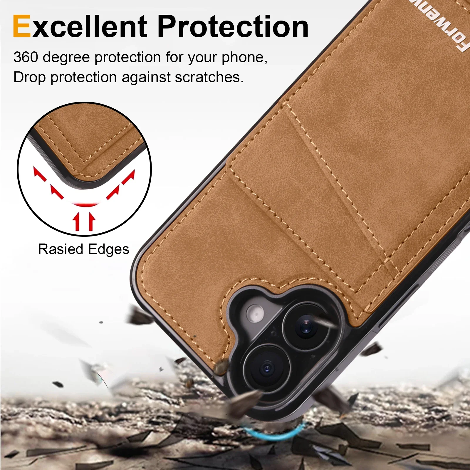Flip-Ledertasche, integrierte magnetische Brieftasche, Kartenhalter-Abdeckung – Bild 2