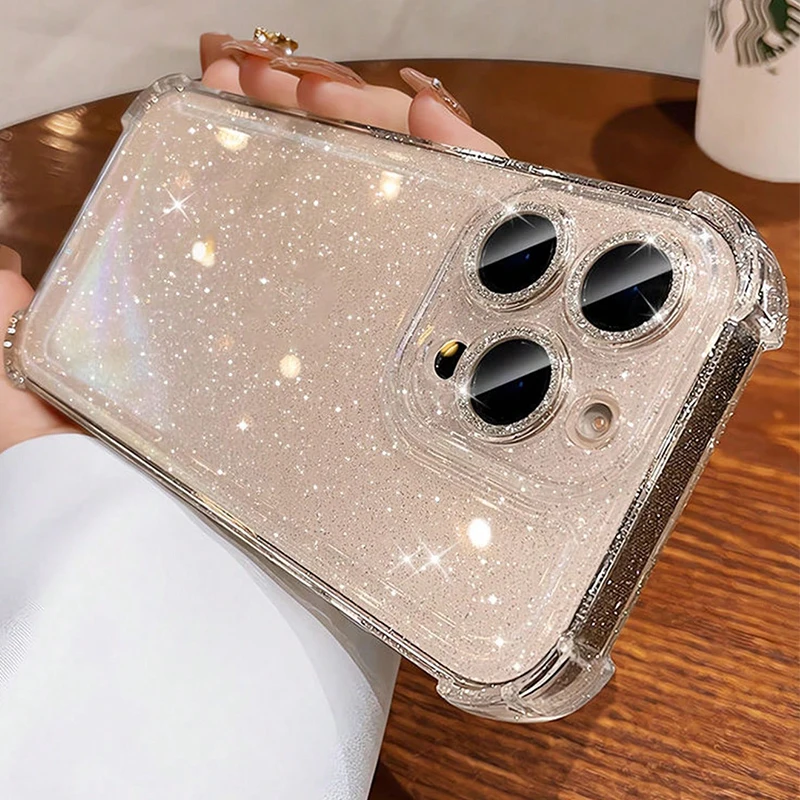 Luxuriöse stoßfeste Bling-Glitzer-Handyhülle, transparente Softcover – Bild 3