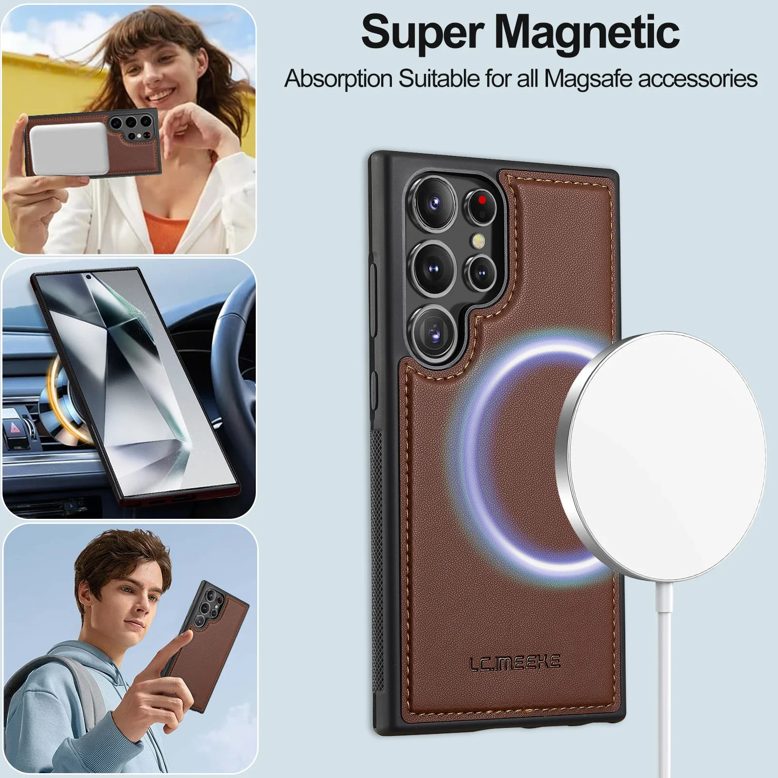 Ledertasche Magnetische Flip Wallet – Bild 5
