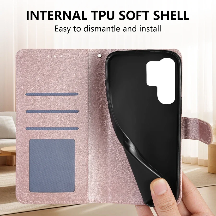 Brieftasche mit Kartensteckplatz, magnetische Flip-Ledertasche Kartentasche – Bild 6
