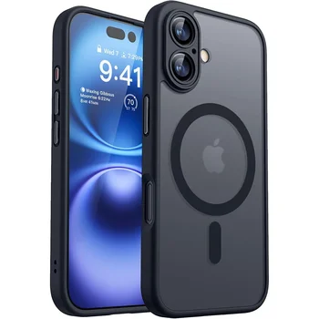 iPhone 16: Magnetic Luxury Matte Translucent Armor Shockproof Case For Magsafe Wireless Charge Cover