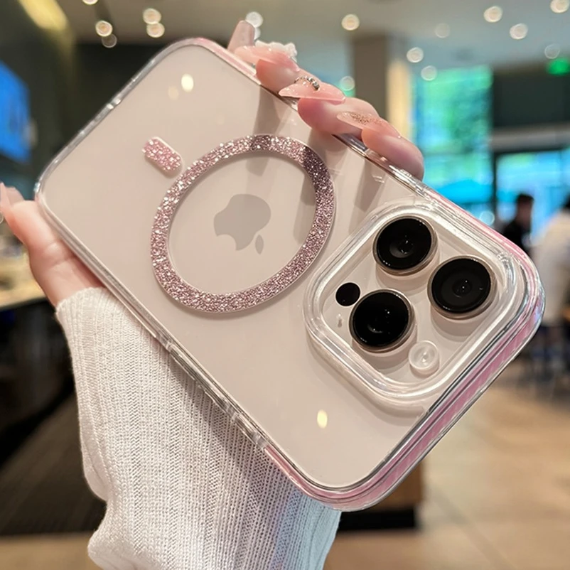 iPhone 16: Glitzernde Silikon-Handyhülle Luxus Bling Bling Protector stoßfeste Abdeckung