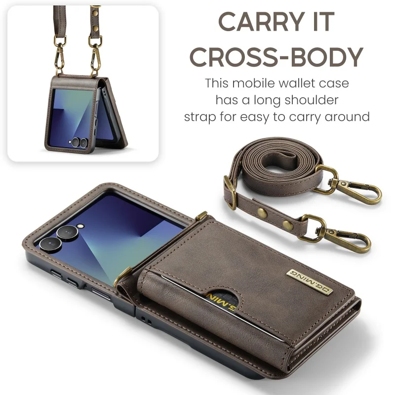 Crossbody Leder Brieftasche Handyhülle Flip8 Flip7 Flip6 mit Lanyard Kartenhalter Schutzhülle Tasche – Bild 5