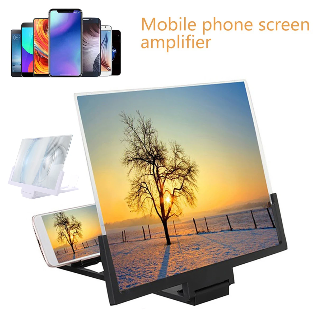 14-Zoll-Bildschirmverstärker für Mobiltelefone, 3D-Lupe, Ständer, Lupe, HD-Videoverstärker, Telefonständer, vergrößerte Bildschirmhalterung