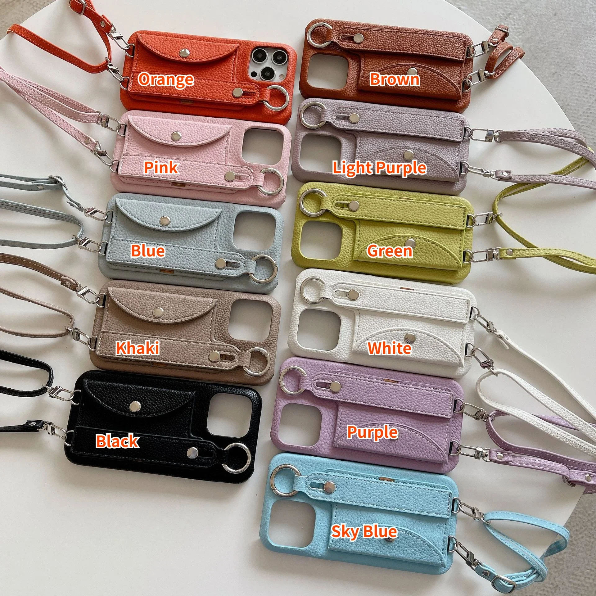 Handgelenkriemen Crossbody Lanyard Handyhülle Kartenhalter Brieftasche Lederhülle – Bild 6