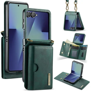 Galaxy Z Flip6: Crossbody Leder Brieftasche Handyhülle Flip8 Flip7 Flip6 mit Lanyard Kartenhalter Schutzhülle Tasche