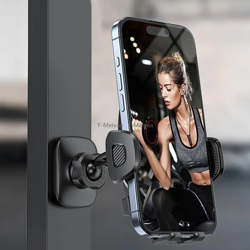 Magnetischer Handyhalter für Fitnessstudio, 360-Grad-verstellbarer Ständer für Mobiltelefone, kompatibel mit 4–7 Zoll großen Smartphones, Legierungsbasis und Gelenk – Bild 3