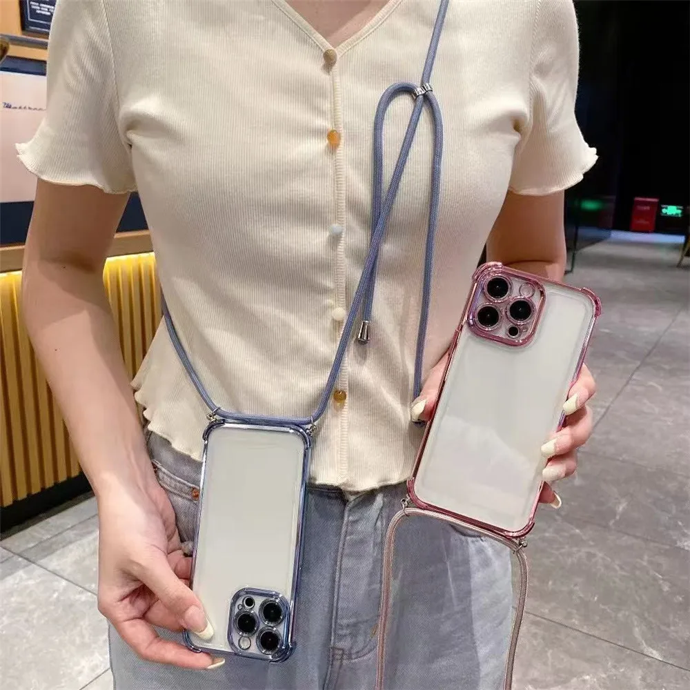 Crossbody Lanyard stoßfeste Hülle Silikon klare Telefonüberzug Abdeckung – Bild 6
