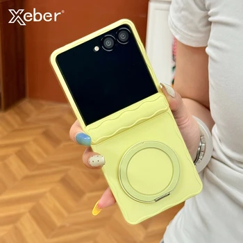 Galaxy Z Flip7: Wellenförmige Silikon-Handyhülle mit Matt-Finish und Halterung, Candy-Farben, stoßfeste
