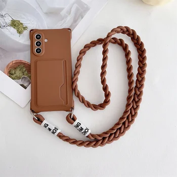 Galaxy S23: Geflochtener Crossbody-Riemen Handyhülle Kartentasche Silikonhülle