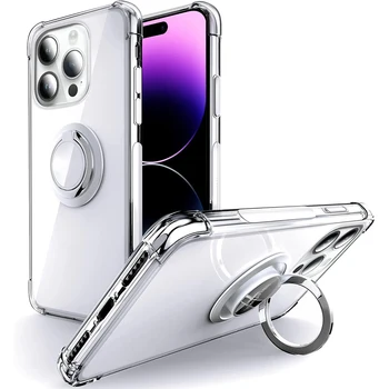 IPhone 15 Pro Max: Transparente Ringhalter-Telefonhülle Soft Shell stoßfeste Abdeckung