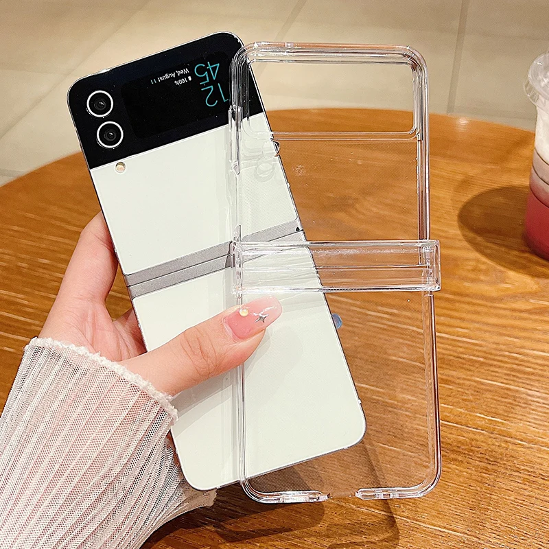 Galaxy Z Flip6: Klare Handyhülle 7 FE 6 5 4 3 5G Stoßfeste, faltbare, transparente Hartschalenhülle Flip7