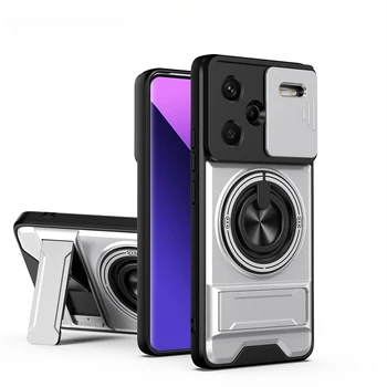 Redmi Note 14 5G: Objektiv-Slide-Kamera-Telefonhülle Magnetischer Auto-Ring-Halter Ständer Hard Cover