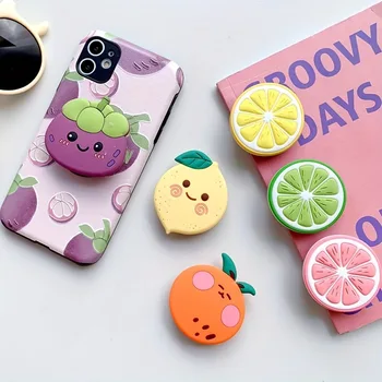 Niedlicher Frucht-Erdbeer-Handyhalter mit faltbarem Griff für iPhone 17/16 Samsung Support Tok Socket Pocket