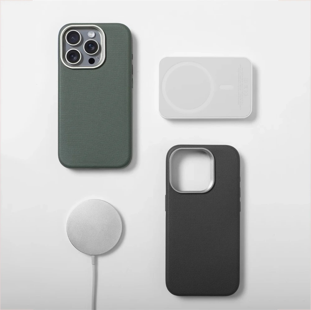 Luxus Legierung Objektiv Rahmen Partikel PU Leder Magnetische Fall Für Magsafe Drahtlose Lade Abdeckung – Bild 5