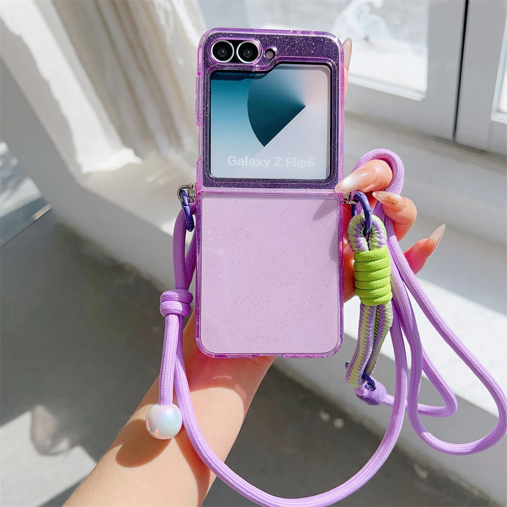 Galaxy Z Flip6: 5 Umhängeband Transparente Handyhülle 6 4 3 Flip6 Flip5 Flip4 Cover