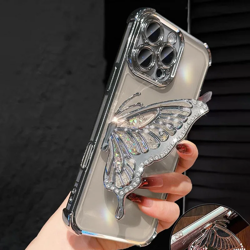 Galaxy S25 Ultra: Luxuriöse Schutzhülle mit Schmetterlings-Glitzer und Standfunktion