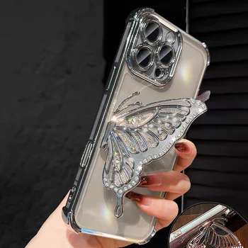 Galaxy S25+: Luxuriöse Schutzhülle mit Schmetterlings-Glitzer und Standfunktion