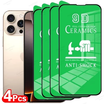 iPhone 15 Plus: 4PCS Klare Keramik Film Screen Protector