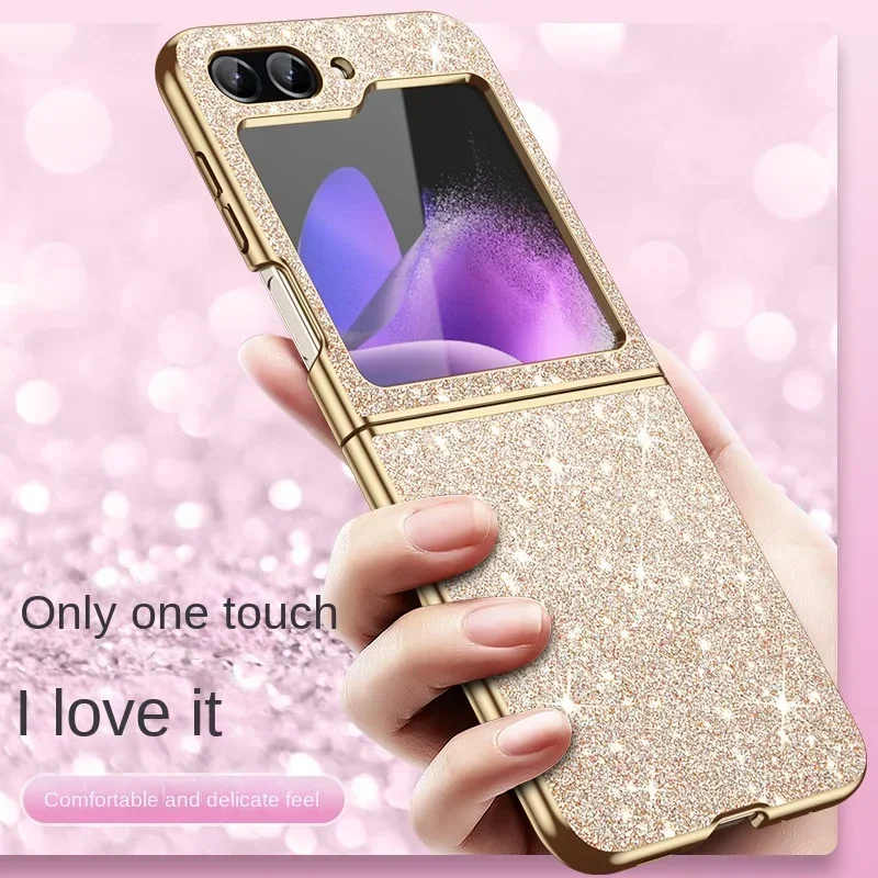 Galaxy Z Flip5: Überzug Bling Glitter Handyhülle 6 5 4 Flip6 Flip5 Flip7 5G Hartplastik Schutzhülle