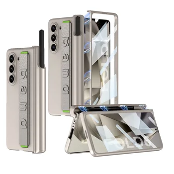 Galaxy Z Fold6: Hülle mit Handgelenkschlaufe und Stifthalter, Cover mit Schutzglas und Stiftschlitz, Hartschale