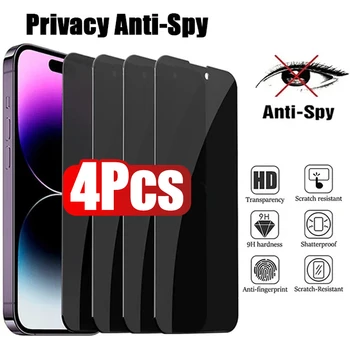 iPhone 17: 4er-Set Vollflächiger Anti-Spy Displayschutz Gehärtetes Glas Sichtschutz 17 Air 16 Pro Max Plus