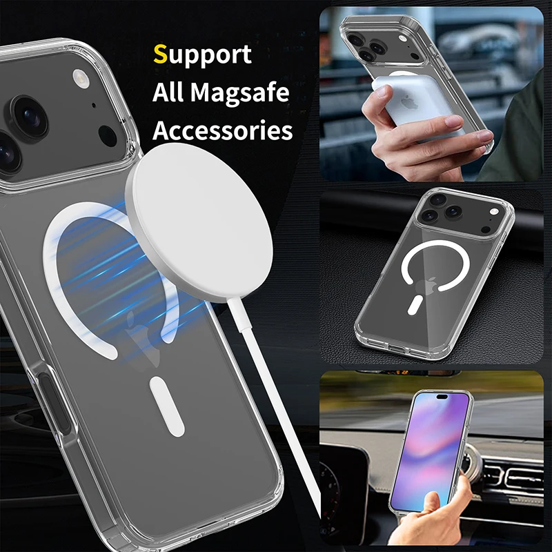 Magnetische Magsafe-Hülle Hybrid-Hartschale Transparente Stoßfeste Weiche PC-Schutzhülle – Bild 4