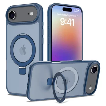 iPhone Air: 2025 Handyhülle mit integriertem Ständer, kompatibel mit MagSafe, stoßfeste, schlanke, durchscheinende, matte