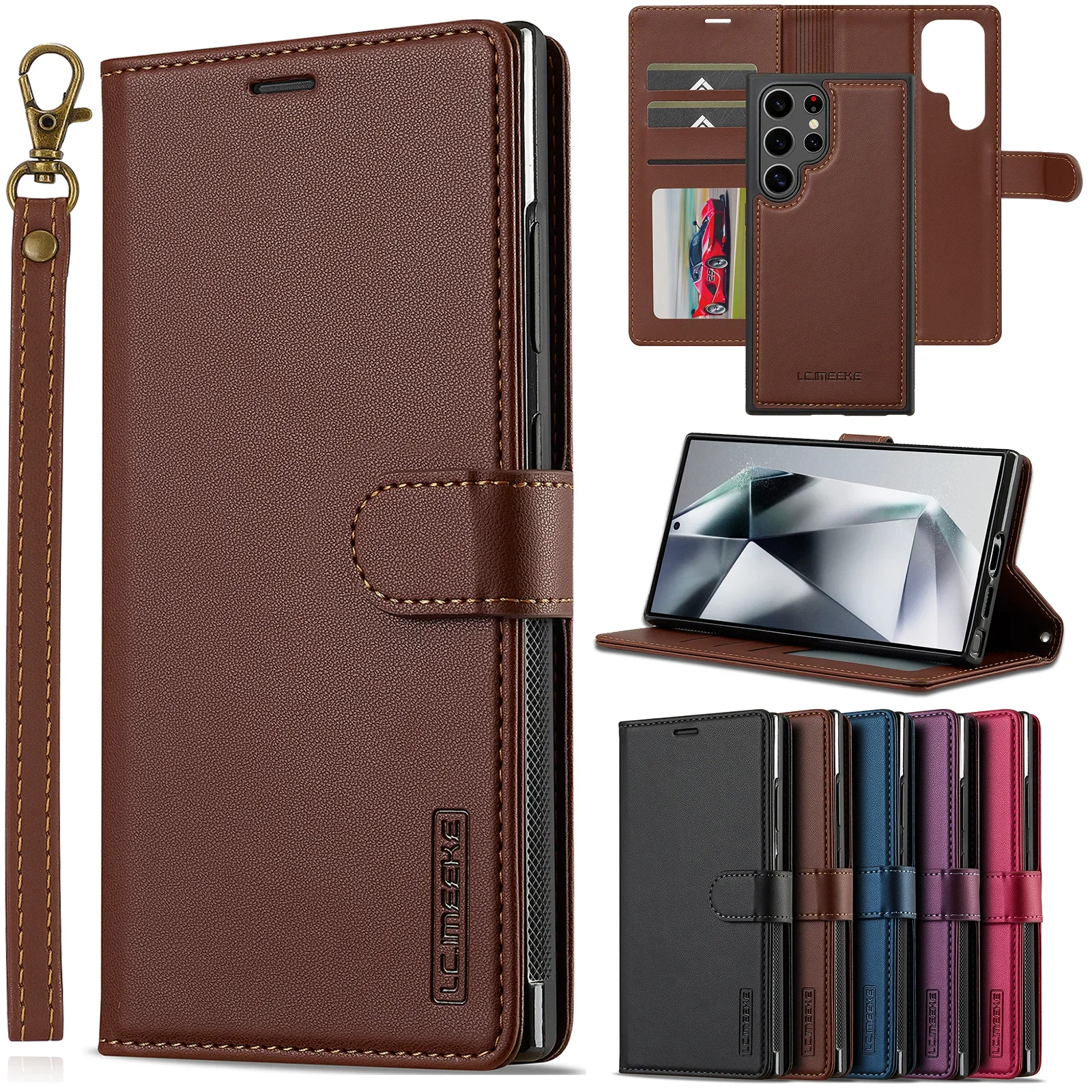 Galaxy S22 Ultra: Ledertasche Magnetische Flip Wallet
