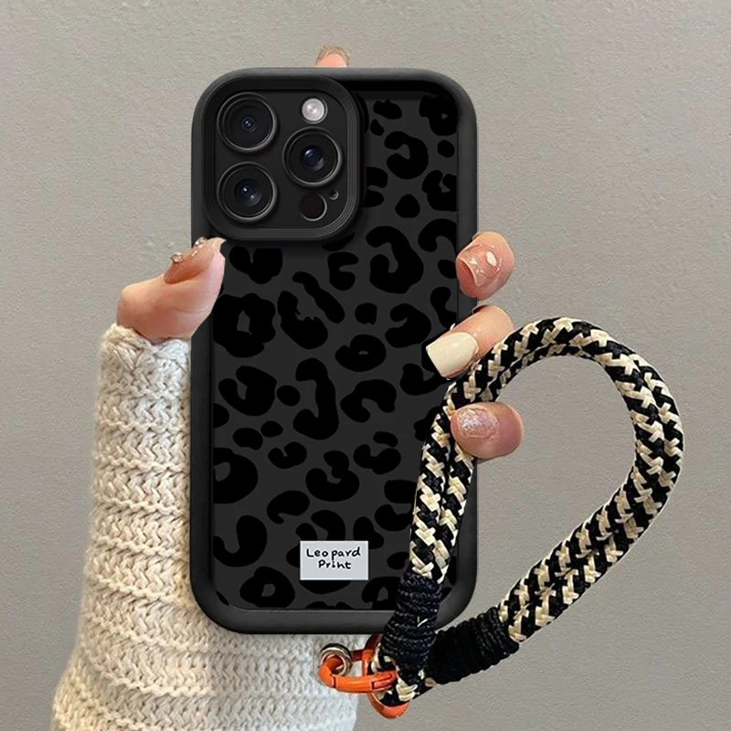 Honor 400: Black Leopard Print Lanyard Hang Strap Case For Huawei 90 Magic Play 60 Plus X9C Smart Y9 Prime 2019