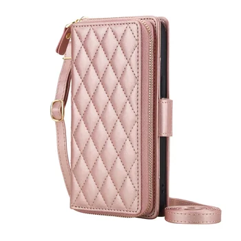 Galaxy S25 Edge: Crossbody Brieftaschen-Hülle, RFID-blockierende Reißverschluss-Geldbörse Flip-Cover mit Kartenhalter