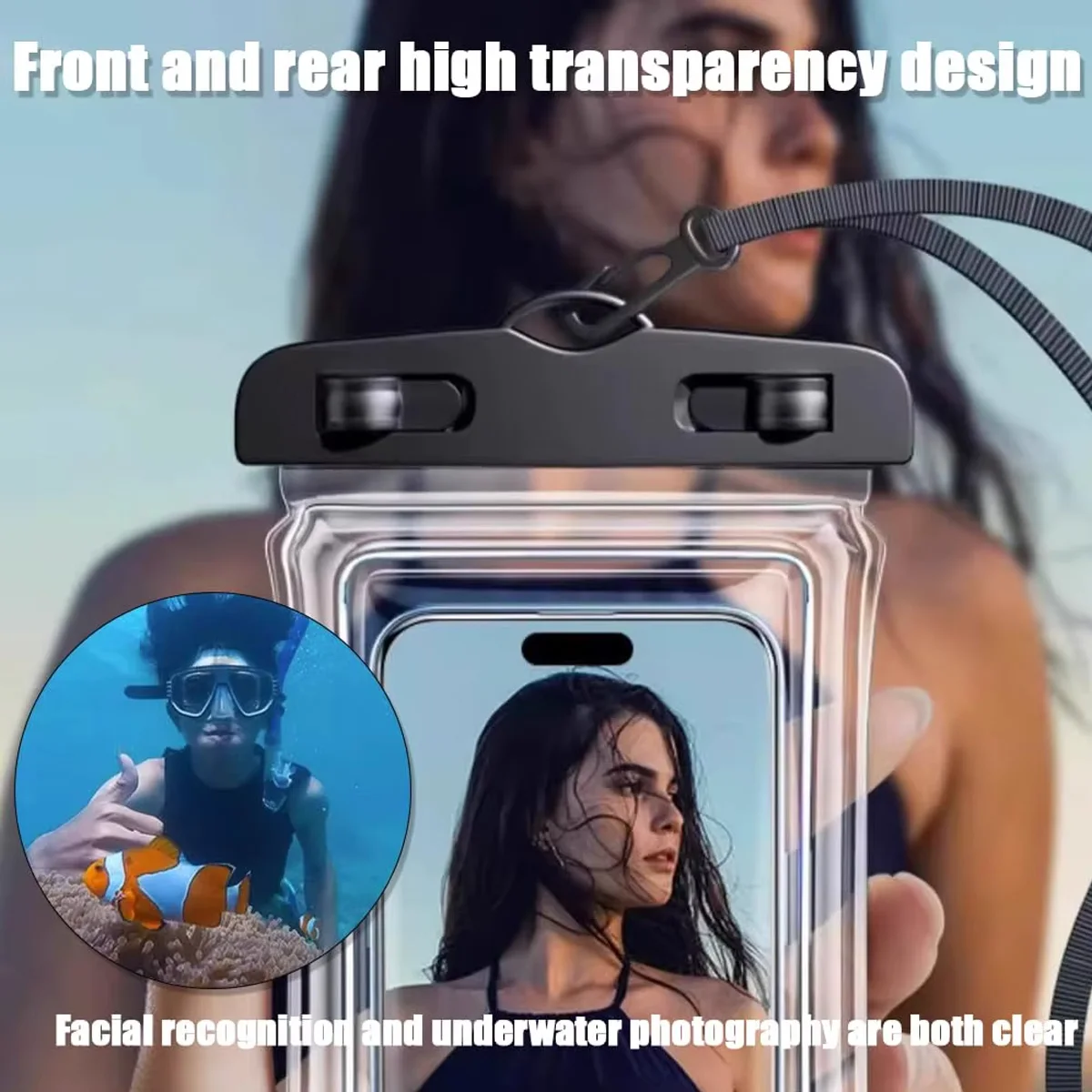 Transparente Wasserdichte Handyhülle zum Umhängen, Berührungsempfindliche Wasserfeste Tasche für Outdoor, Strand und Schwimmen, Handy-Aufbewahrungshülle – Bild 3