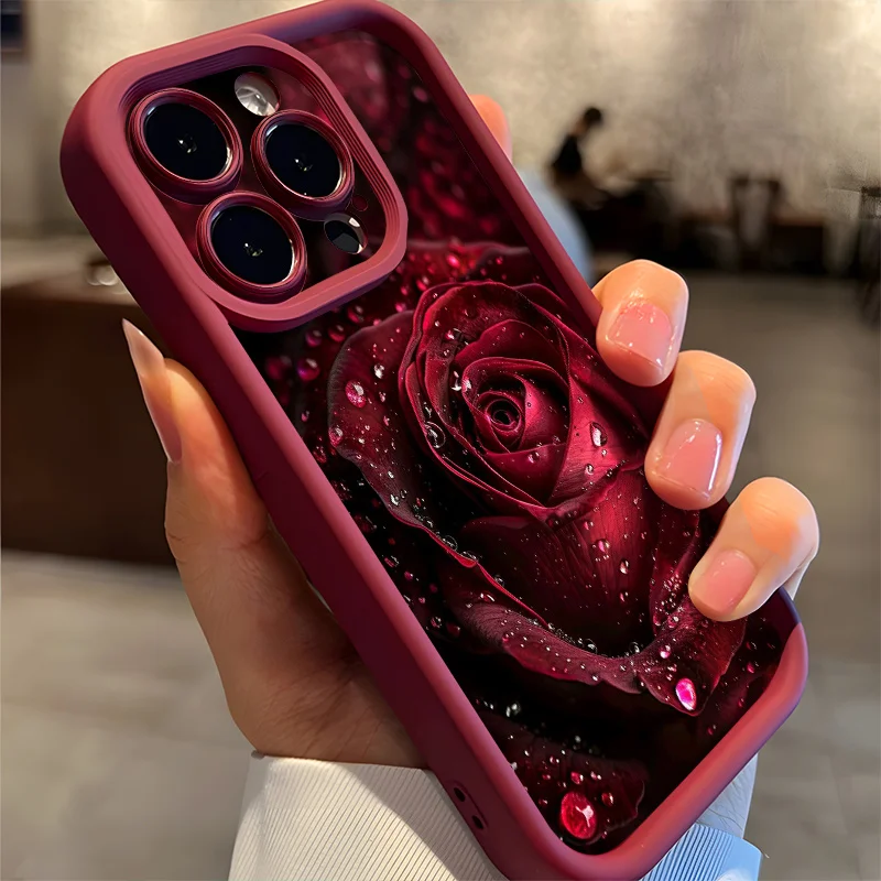 Wunderschöne Regentropfen-Rosenmuster-Handyhülle A5 Pro Plus 4G 5G Weiche TPU-Abdeckung – Bild 4