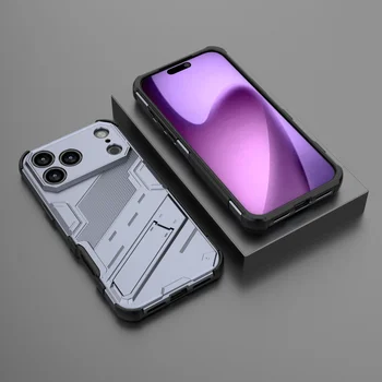 iPhone 15 Pro: Stoßfeste Handyhülle mit Ständer, Magnetischer Hart-PC-Schutz mit Standhalterung