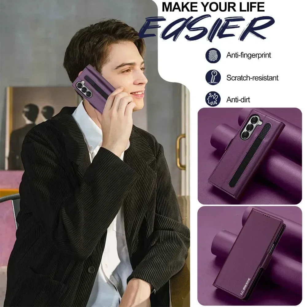 Premium-Leder-Handyhülle, Fold 6, Fold 5, Fold 4, 5G mit Stifthalter, Brieftasche, Flip-Telefonabdeckung – Bild 6