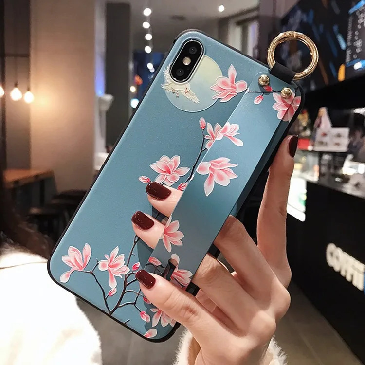 Handgelenkschlaufe-Hülle Plum Blossom Soft TPU Phone Holder Cover – Bild 3