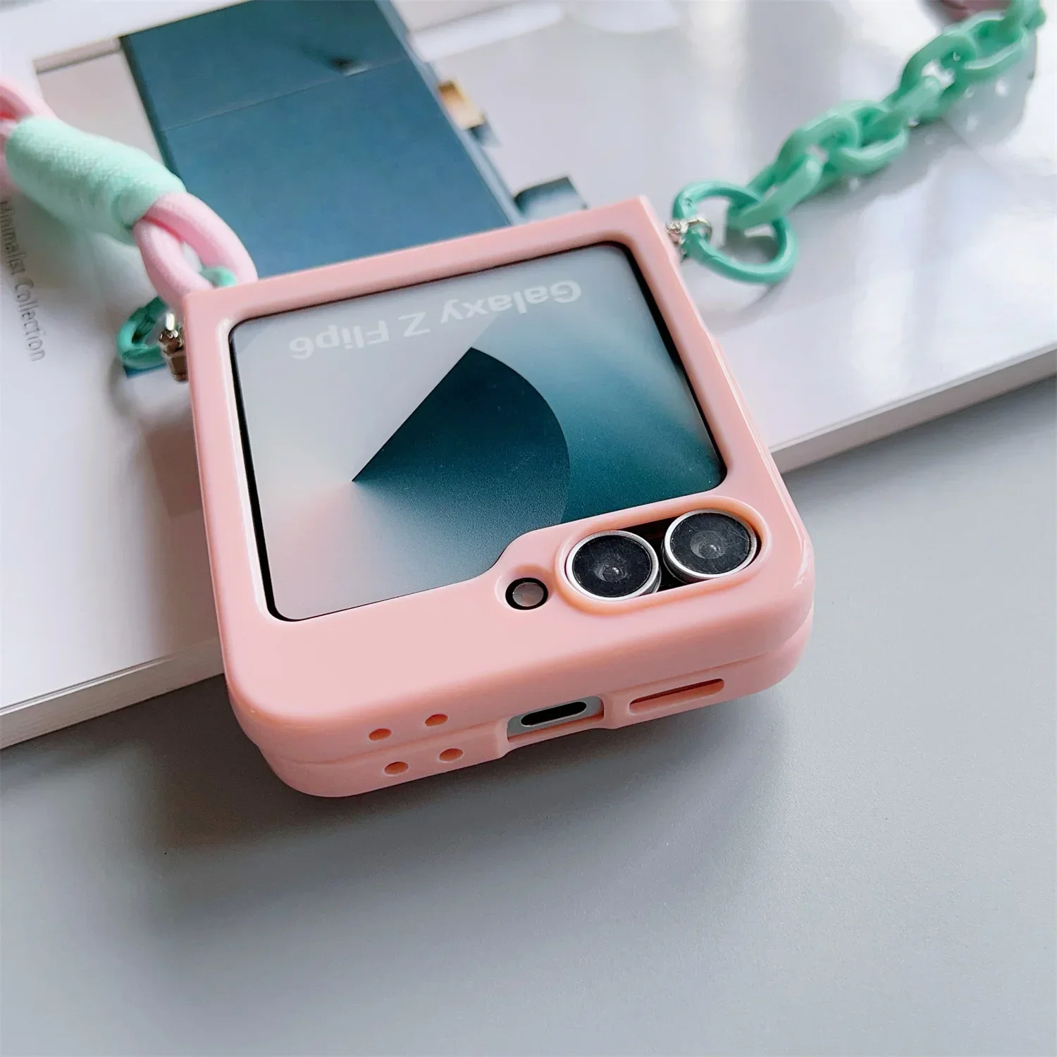 Candy Solid Schutzhülle mit Umhängeband, schlanke Handyhülle Flip6 Flip7, niedliche Hülle – Bild 5