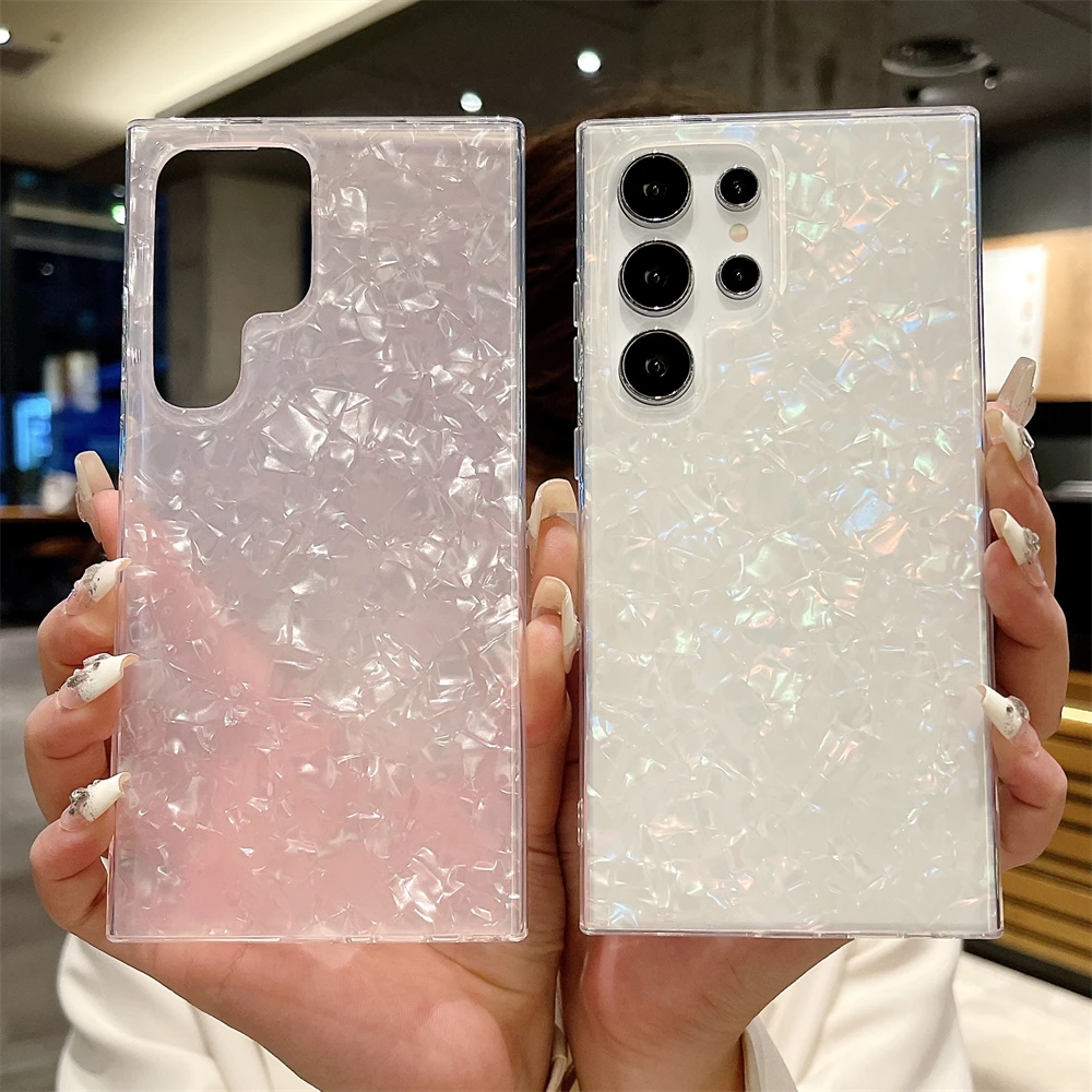Galaxy S22 Ultra: Glitzer-Traum Muschel-Marmor Handyhülle Stoßfeste Schutzhülle