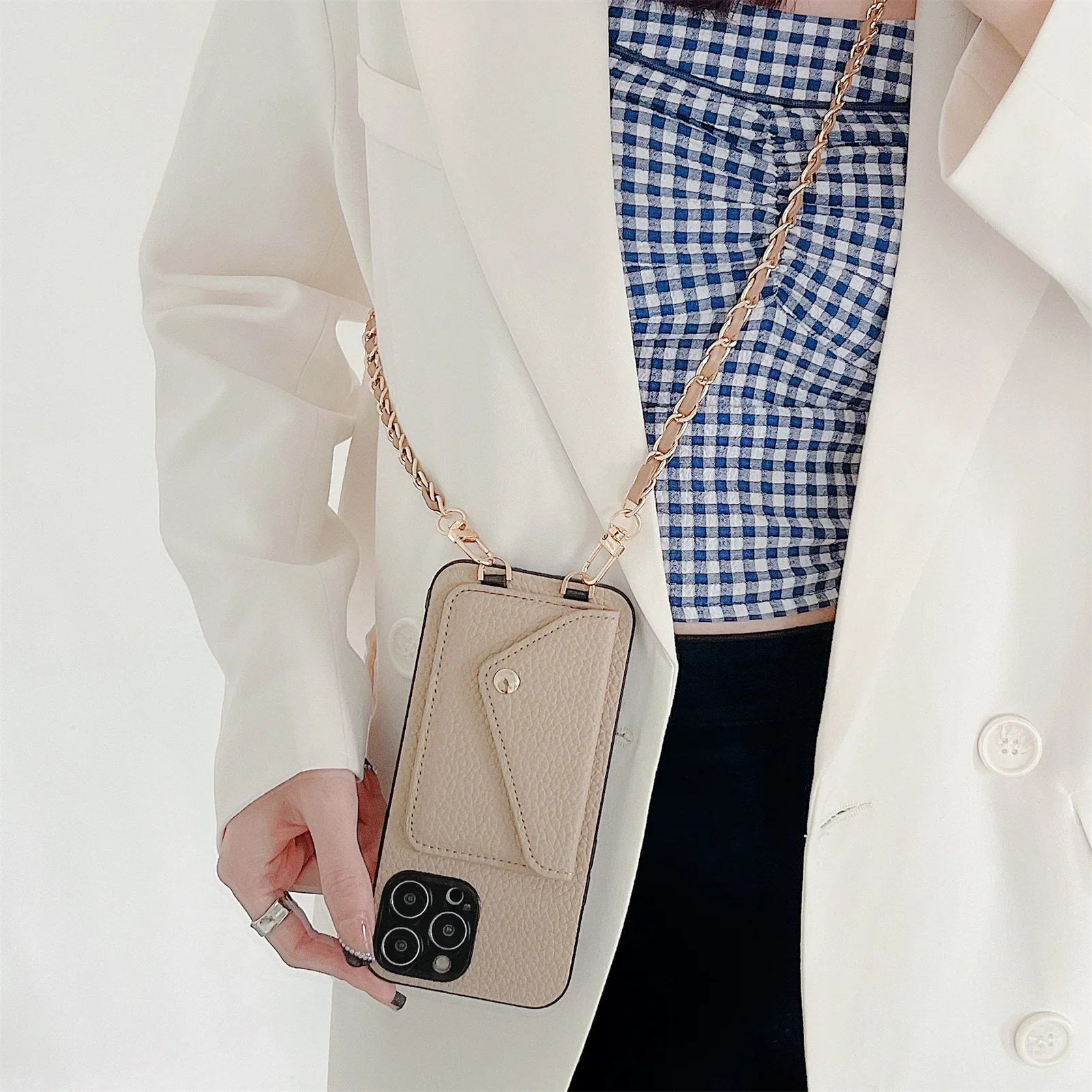 Handgelenkband Crossbody Brieftasche Handyhülle Kartenhalter Kettenriemen Tasche Abdeckung – Bild 5