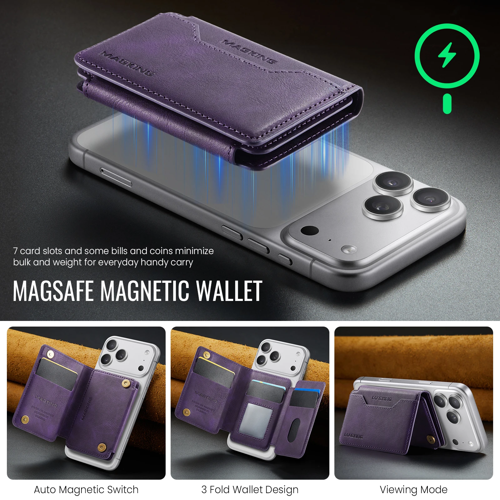 MagSafe Geldbörse RFID-Blockierung Magnetischer Kartenhalter – Bild 4