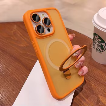 iPhone 13: Matte Ring Halter Glas Objektiv Telefon Fall für Magsafe Drahtlose Magnetische Abdeckung