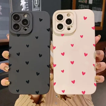 IPhone 14 Plus: Schwarze Liebesherz-Handyhülle stoßfeste Silikon-Softcover
