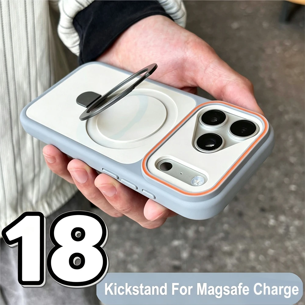 Stoßfeste Matte Schutzhülle mit Ständer, kompatibel mit Magsafe, magnetische Panzerhülle – Bild 2